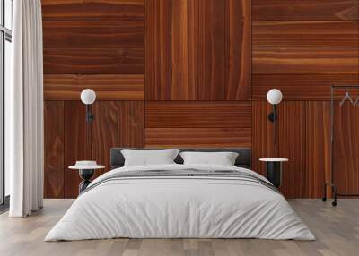 Wooden boards texture. Oak burgundy parquet floor with square pattern.  Wall mural