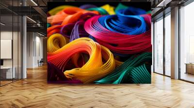 An artistic shot of colorful 3D printing filaments, illustrating the variety of materials used in 3D printing Generative AI Wall mural