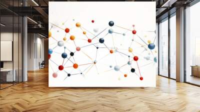 An illustration of a network of molecules on a white background, interconnected to represent chemical bonding and interactions Generative AI Wall mural