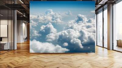 Soft white clouds against a pale blue sky Generative AI Wall mural