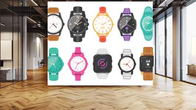 Classic men's and women's watches set of vector icons. Watch for businessman, smartwatch and fashion clocks collection. Wall mural