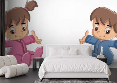 Baby boy and baby girl. Cute toddlers.
 Wall mural