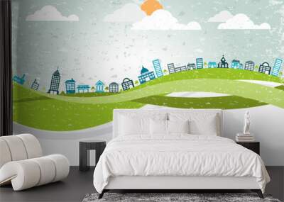 Big colorful city landscape with buildings Wall mural