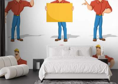 Cartoon worker character in different actions
 Wall mural