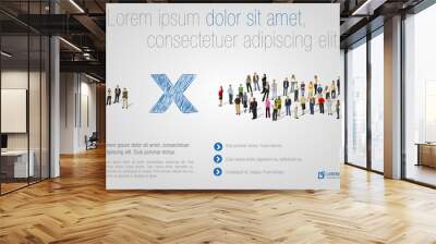 template for advertising with two groups of business people Wall mural