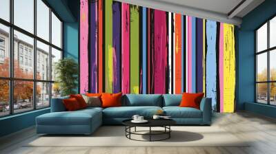 Bright, lively vertical stripes in various colors create an energetic and artistic backdrop Wall mural