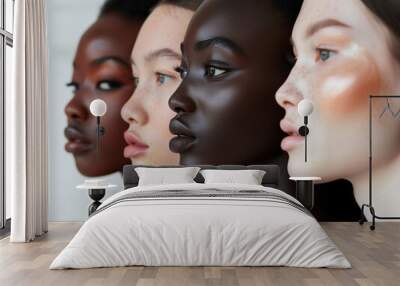 Models diversity concept, studio photography style - Clean makeup and skin, multy ehnicity concept Wall mural