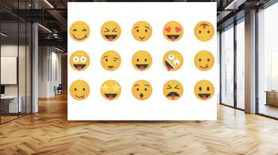 Set of crazy funny emoticon  Wall mural