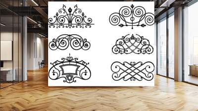 A set of ornaments for forged window grilles. Vignettes. Vector graphics. Patterns Wall mural