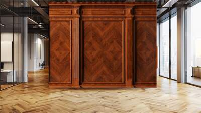 Classic wall with vintage mahogany wood panels Wall mural