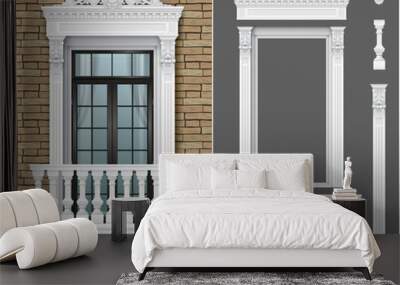 Classic white architectural door facade frame Wall mural