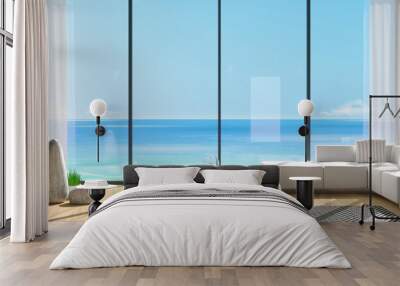 Panoramic window villa with blue sea views Wall mural