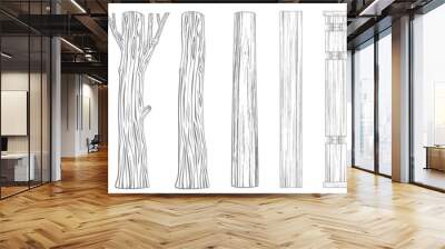 Set of wooden pillars columns tree trunk Wall mural