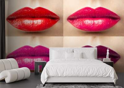 beautiful lips collection color wine, fuchsia, pink, red Wall mural