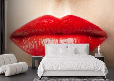 Beauty red lips Wall mural