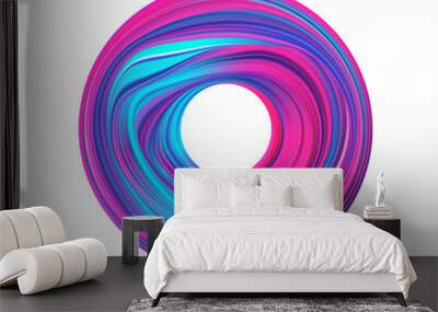 Abstract 3d neon Colored flow shape. Colorful circle liquid of paint. Wall mural