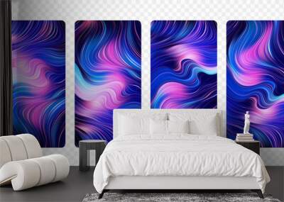 Set of abstract colorful flow backgrounds. Modern screen design for app. Wall mural