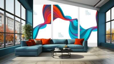 Set of colorful flow poster backgrounds. Modern design. Wall mural