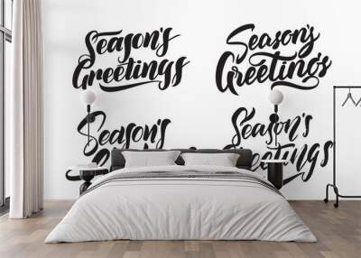 Set of Handwritten type lettering of Seasons Greetings. Typography design Wall mural