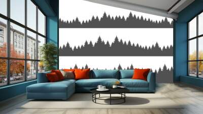 Vector illustration: Set of three seamless pine forest. Christmas banner template Wall mural