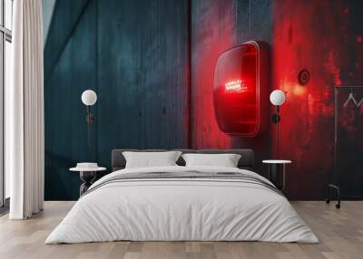 Image of a bright red emergency alarm. Wall mural