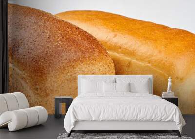 Close up freshly baked bread loaves. Delicious homemade bread background. Wall mural