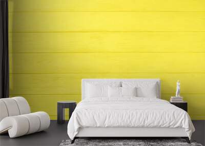 Yellow wooden boards background. Colored horizontal planks background. Natural wooden background for banner. Wall mural