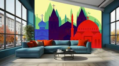 Temples of world different religions Wall mural