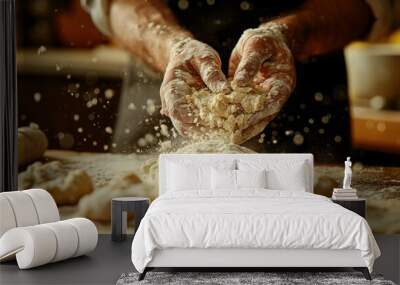 baker kneading dough Wall mural