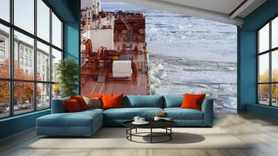 feed of a ship sailing in the Arctic. Landscape of the Arctic fr Wall mural