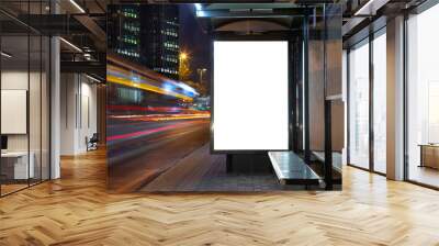 Blank billboard in night traffic Wall mural