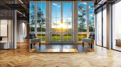 Room With Two Chairs and Large Window Wall mural