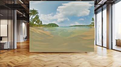 Spherical panorama of 360 degrees of sea or ocean beach of tropical island. Wall mural