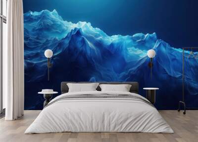 Abstract blue graph backdrop with layered transparency effects and light reflections Wall mural