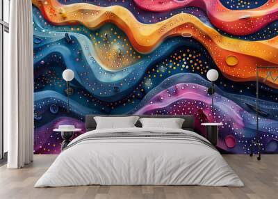 Abstract dotted pattern with organic shapes, colorful and lively Wall mural