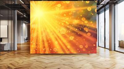 Abstract summer background with bright sunbursts and gradient skies, vibrant and cheerful Wall mural