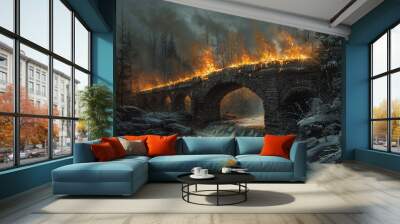 Burning bridges analogy Wall mural