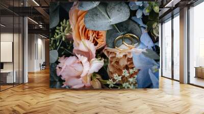 Golden wedding rings	close up Wall mural