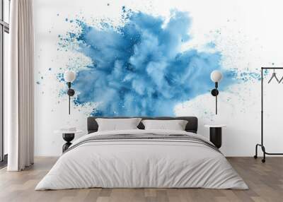 blue powder explosion effect isolated or on white background	 Wall mural