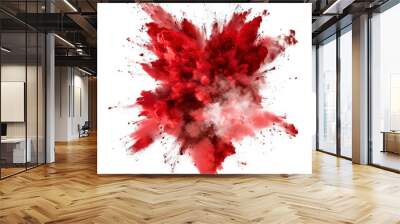 red powder explosion effect isolated or on white background Wall mural