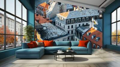 View over the city of Riga in Latvia Wall mural