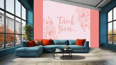 wedding card template thank you pink floral card Wall mural