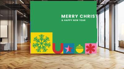 Art & Illustration Minimalist Christmas and New Year Banner - Modern Holiday Icons for Seasonal Decorations Wall mural