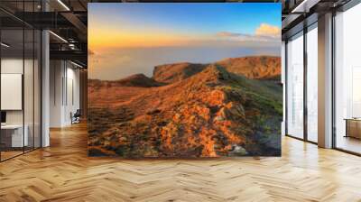 Beautiful 360 degree panoramic landscape panorama of the island Madeira at Ponta de Sao Lourenco nature reserve at sunrise Wall mural