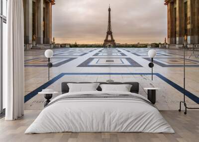 Beautiful view of the Eiffel tower seen from Trocadero square in Paris, France
 Wall mural