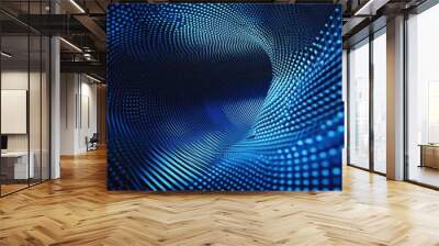 Abstract Blue and Black Pattern with Dots and Lines Wall mural