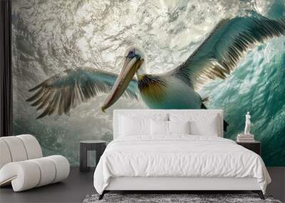 Pelican Diving For Fish Wall mural