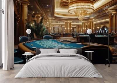 Roulette Table in a Luxurious Casino Interior Wall mural