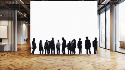 Silhouette of a Large Group of People Facing a Bright Light Wall mural