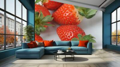 strawberry on a plate - red strawberry Wall mural